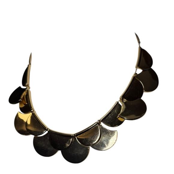 Kate Spade Gold Scallop Statement Necklace Collar Chunky Retired Y2K - Picture 5 of 8